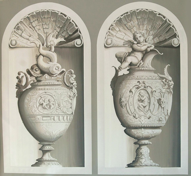 Deux vases trompel'oeil pierre